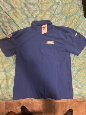 Nike Royal Blue New York Giants Short-Sleeve Quarter-Zip w/ hood